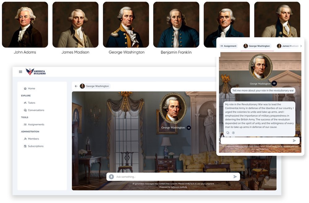 Dialogues with Founding Fathers, AI avatars as tutors